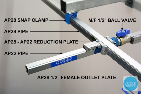 Teseo AP Reduction Plate Complete D Cole Solutions diagram