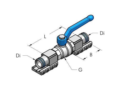 Teseo AP Ball Valve Complete dimensional drawing